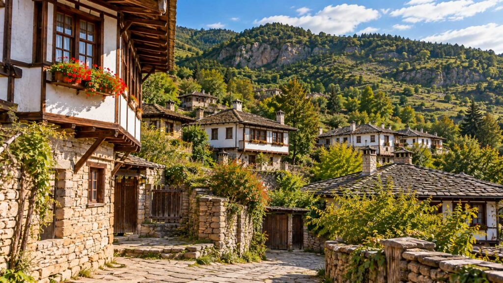 Balgari Historic Mountain Village Panorama Bulgaria