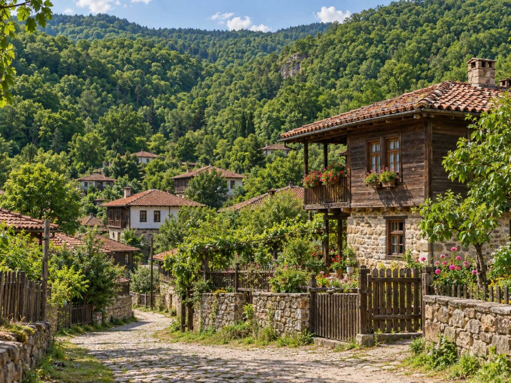 Kosti village surrounded by dense forest in Strandzha Bulgaria