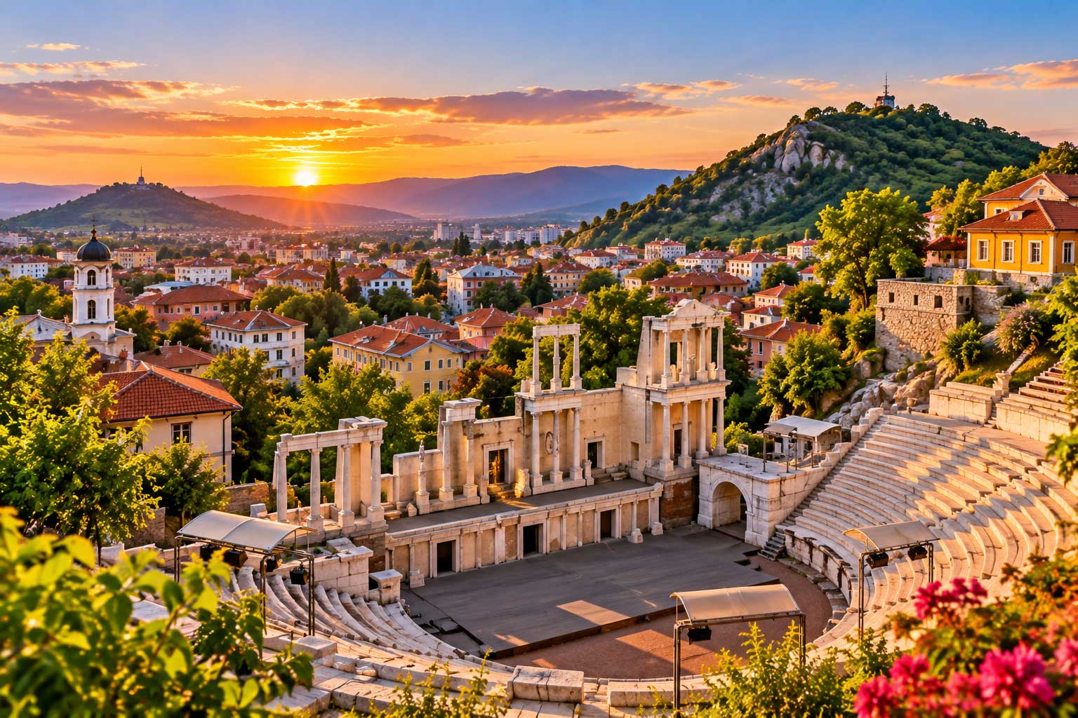 Plovdiv Roman Theatre at Sunset